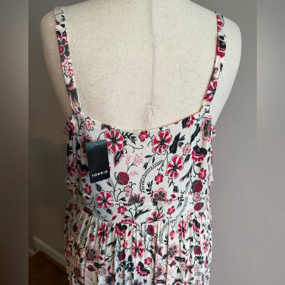 NWT Torrid Supersoft Floral Ivory Tie Front Midi Dress -Torrid Size 3 (22-24,3X) - Picture 9 of 16